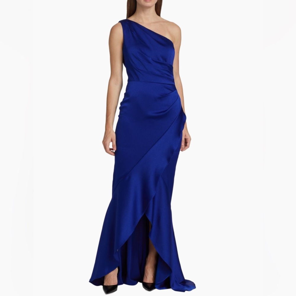 Teri Jon - Women's Asymmetric Hammered Satin Gown